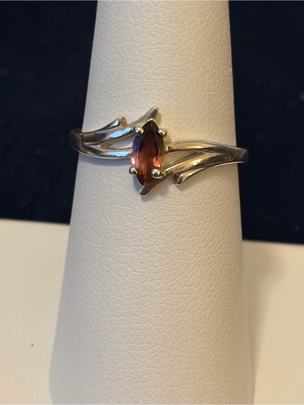 Sterling Silver Marquise tourmaline Ring - Deep Red